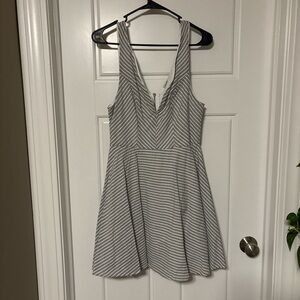 A Line grey and white striped dress